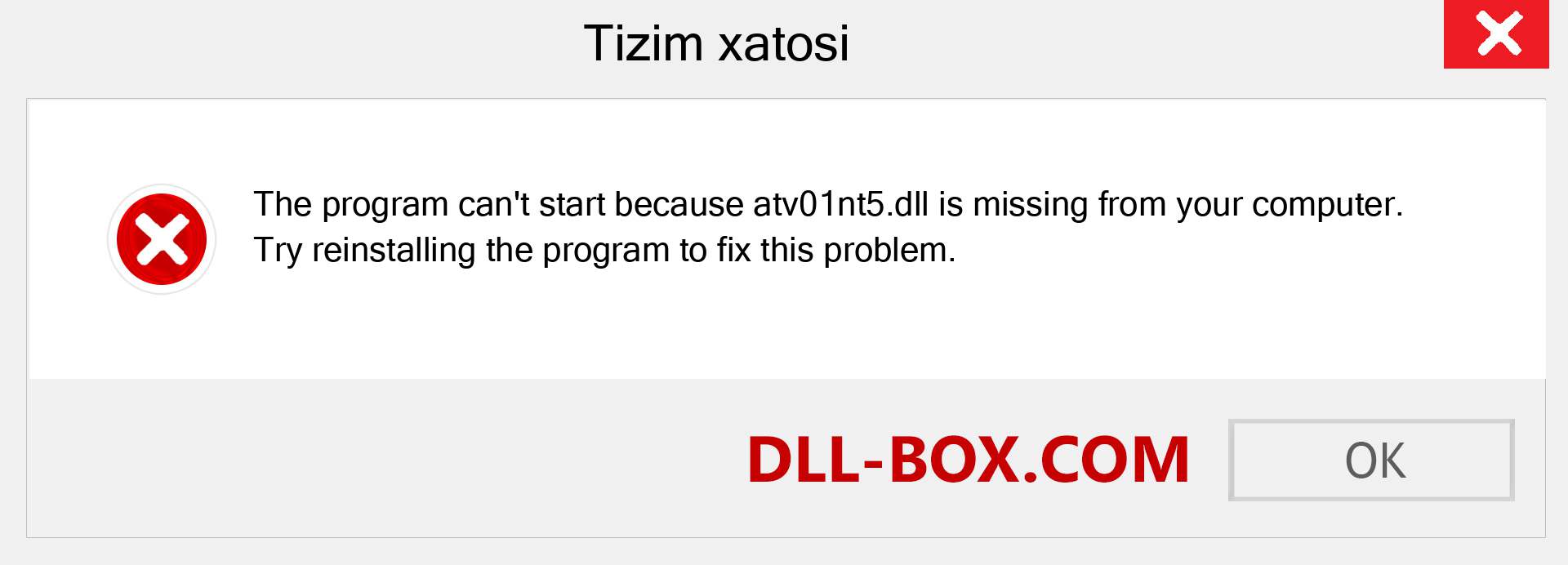 atv01nt5.dll fayli yo'qolganmi?. Windows 7, 8, 10 uchun yuklab olish - Windowsda atv01nt5 dll etishmayotgan xatoni tuzating, rasmlar, rasmlar